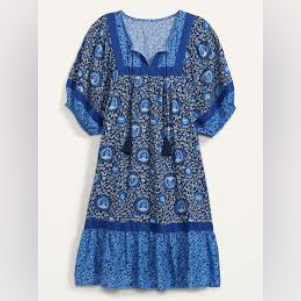 Old Navy Puff Sleeve Printed Mini Swing Dress NWOT!!